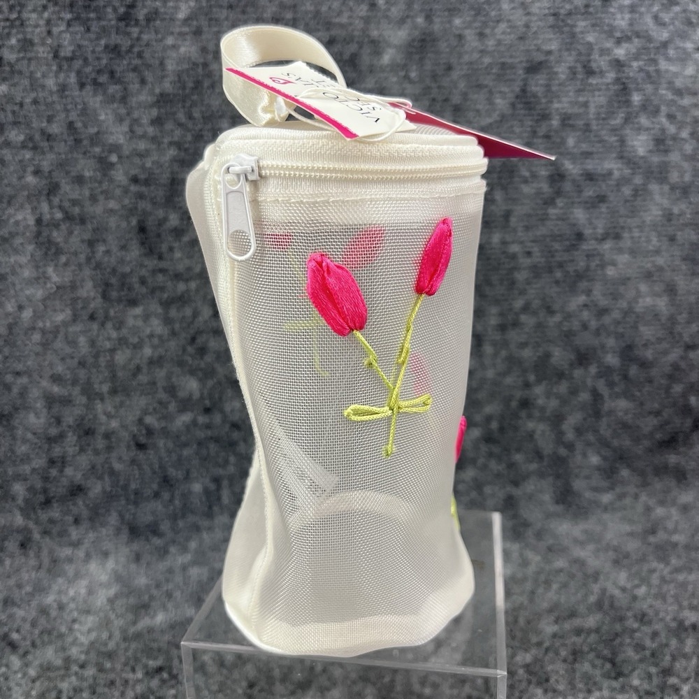New Victoria's Secret "Splash of Spring" Sampler White Mesh Toiletry Bag Tulips - Picture 3 of 11